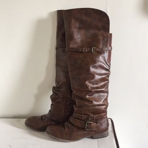 Brown knee high boots